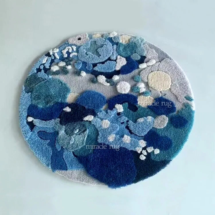 Best Online Prices Modern Shag Area Rugs Bedroom Living Room Floor Mat Blue Soft Moss Rug Custom Round Area Rug