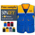 Matching Color Multi-pockets Cotton Men's Vest for Photography Sport Reflective Waistcoat Work Vest