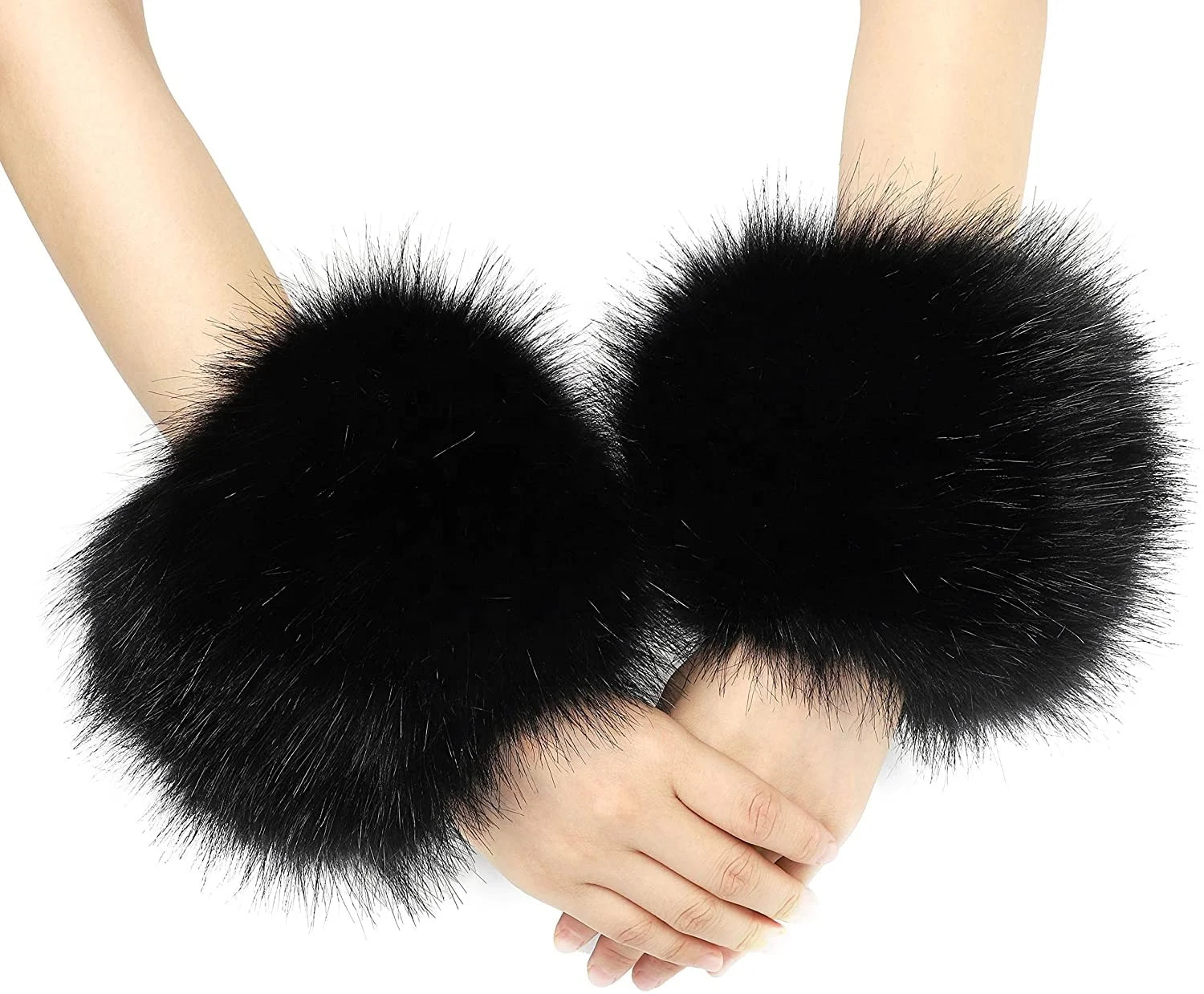 Factory Wholesale Faux Raccoon fox Fur Wrist Cuffs Warmer Arm Band Wrist Guard Fashion Accessory Reusable Wrist Cuffs for Women