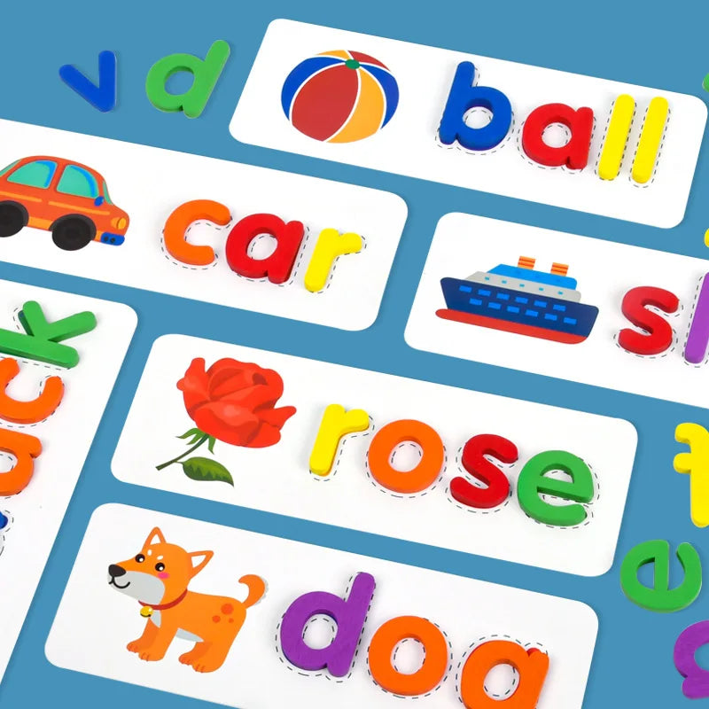 Wholesale Baby Spell Learning Wood Game English Spinish German Wooden Alphabet Fun Educational Toys