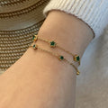 Vintage Green and Gold Jewelry Heart Star Cuff Bracelet Stainless Steel Charm Bracelet for Women