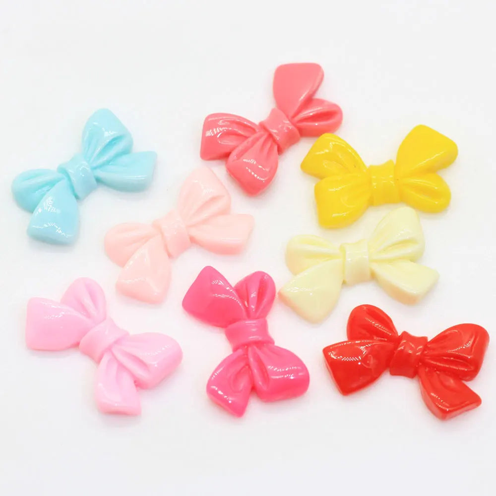 Colorful Bowknot Resin Flatback Ornament Mini Charms for Hair Clips Hair Band Making