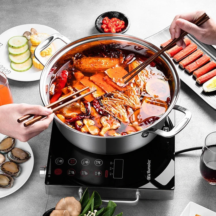 Zhenneng Factory Prices Kitchen Multi-use Stainless Steel Shabu Shabu Hot Pot with Glass Lid Mandarin Duck Pot