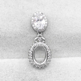 Sterling Silver 9*11mm Semi Mount Pendant Empty Frame Blank Support Setting S925 Base Holder Without Center Stone for DIY Inlay