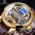 Forsining Men Mechanical Automatic Wristwatch Top Clock Luxury Business Clock Leather Strap Moon Phase Waterproof Male Watches
