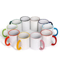 11oz Top Grade Mug Mouth Colorful Sublimation Blanks Ceramic Coffee Cup With Colorful Handle for Print Customize DIY LOGO