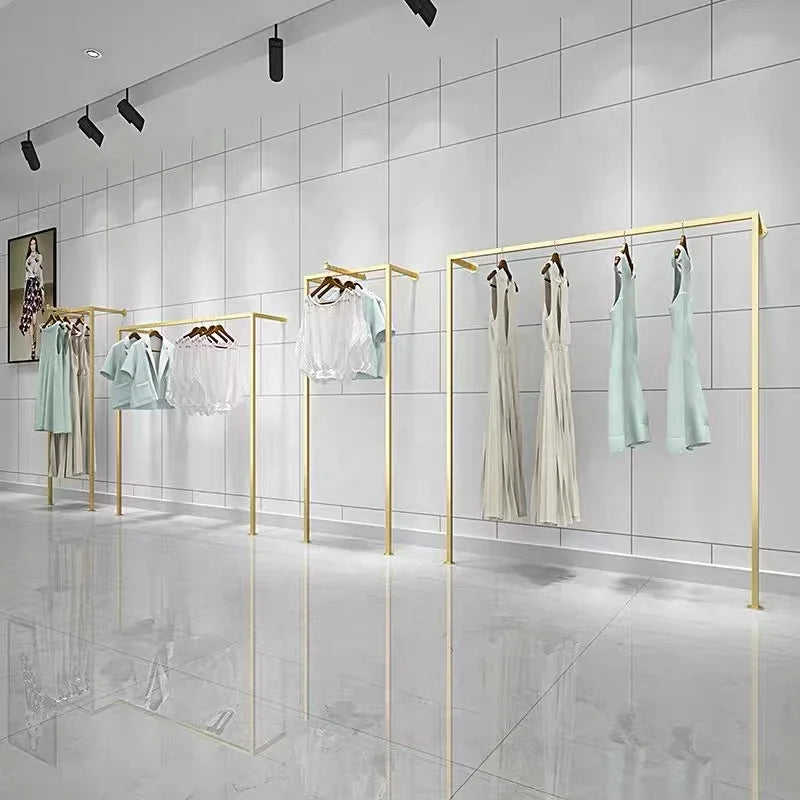 Modern Boutique Clothes Store Clothing Rack Wall-Mounted Garment Rack Coat Hanger Space-Saving Clothes Display Rack