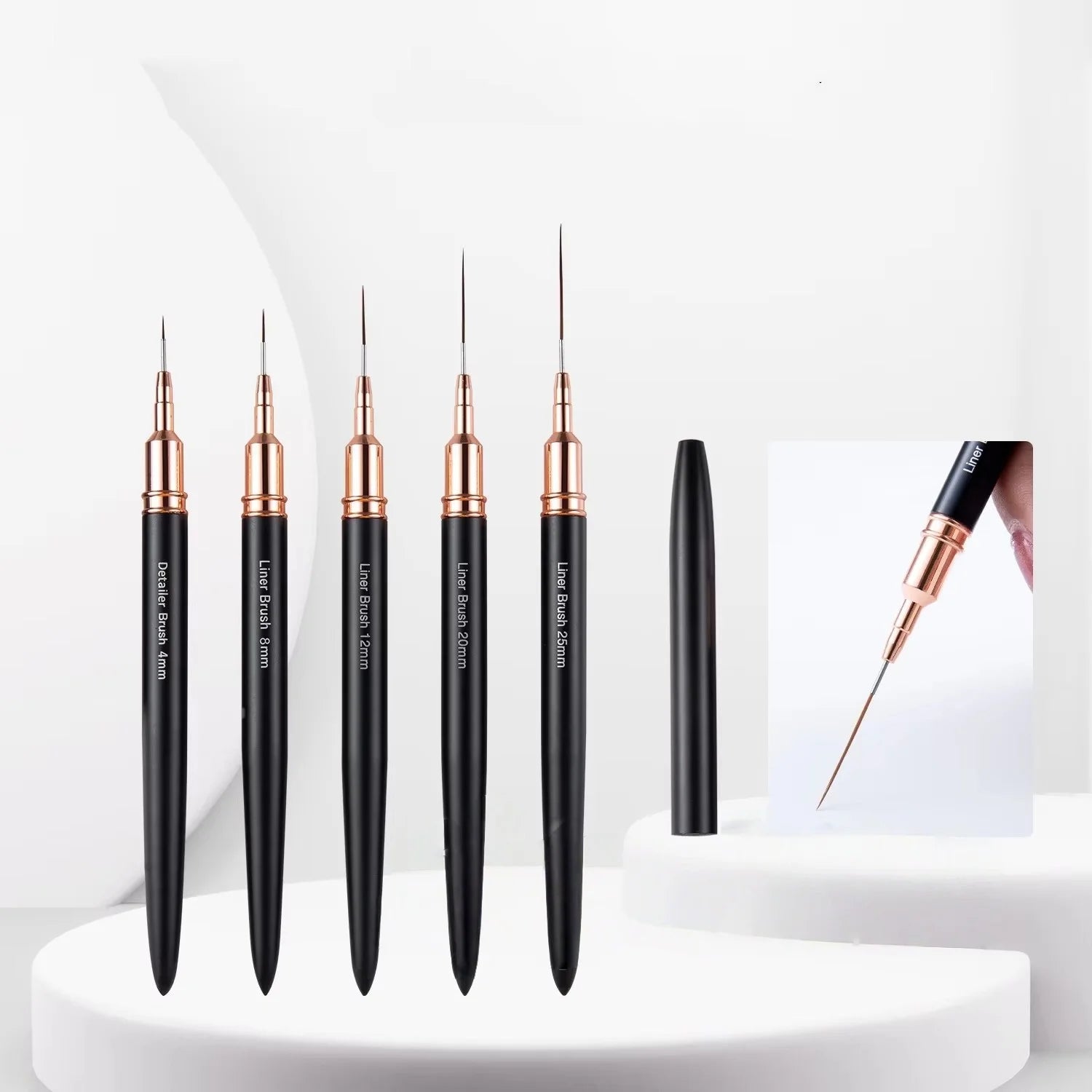 High Quality Liner Brush Nail Art Pen 2colors in 1 Multisize Nail Pencil Detailer Brush Nylon Professional Metal Handle