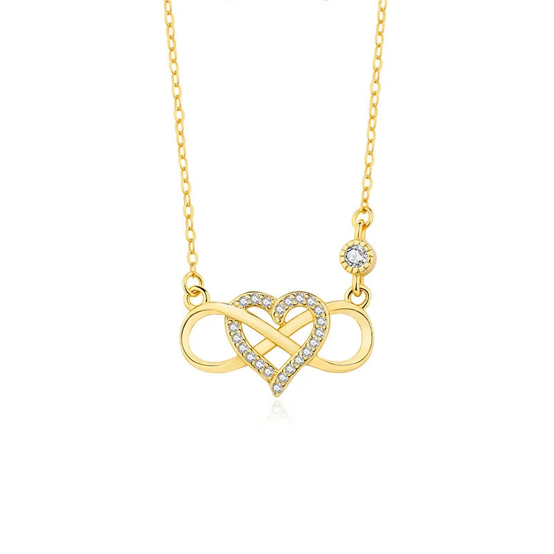 Daidan Infinity Necklace 925 Silver Necklaces Gold Plated Sterling Silver Heart Heart Zircon Heart Necklace