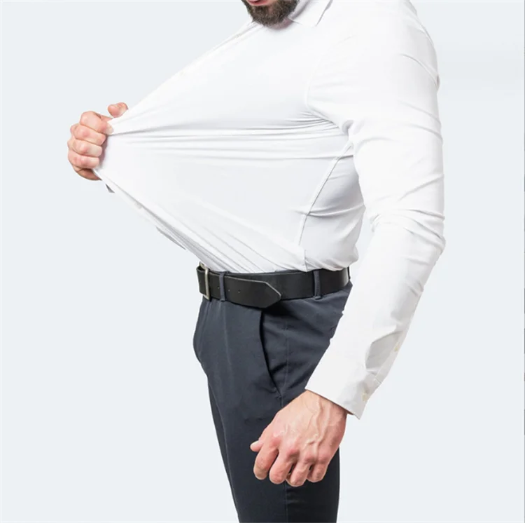 Men's Shirts Formal Office Dress Shirts for Men Cotton Casual Stand-up Collar Long Sleeve Shirt