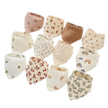 Custom Logo 6 Layer Thick Winter Printed Floral Muslin Cotton Triangle Saliva Feeding Apron Breathable Bandana Bibs Button