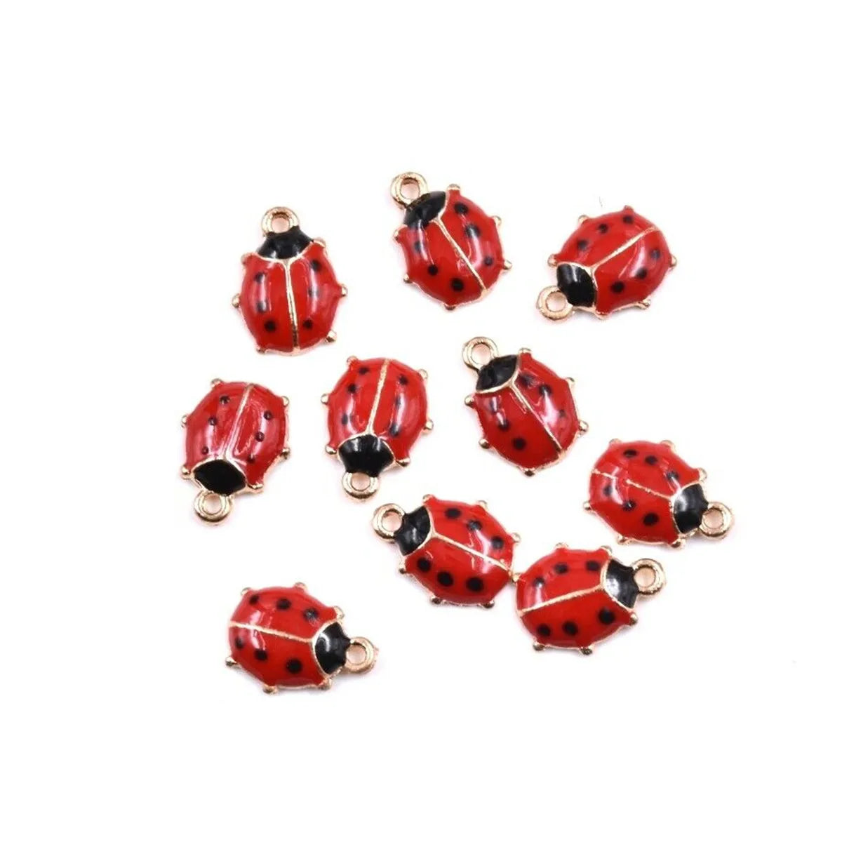 10pcs Enamel Alloy Ladybird Charm Pendant DIY Earrings Bracelet Craft Jewelry Making Findings