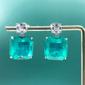 Classical Emerald Hoop Earrings Women Fine Jewelry Inlay Zirconia Stud Earrings S925 Silver Stone Hoop Earrings