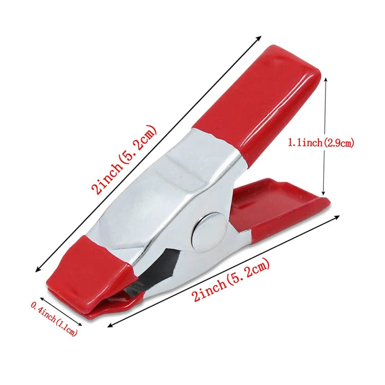 2 Inch Finger Grips Steel Spring Clamp Mini Metal Spring Clamps Red Rubber Tips Clips