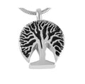Vintage Tree Cremation Urn Necklace Stainless Steel Silver Plated Ash Keepsake Memorial Pendant