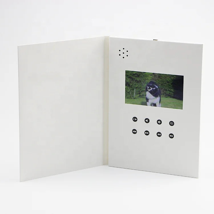 New Arrival 7 Inch LCD Display White Paper Branding Gift Magnetic Control Lithium Battery Multifunction Video Brochure