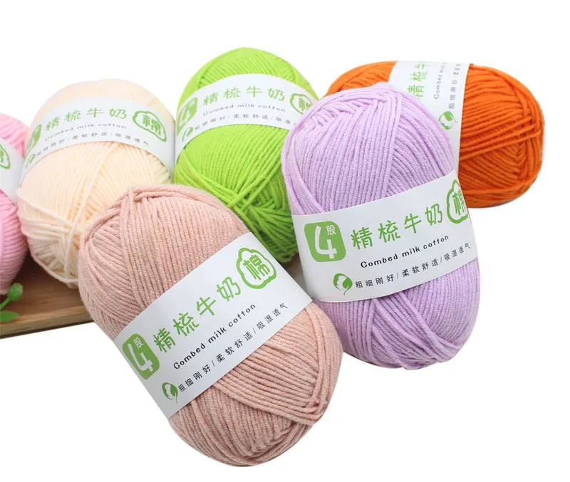 Multicolor 4 Ply Combed Cotton Polyester Milk Yarn Dyed Anti-Bacteria Eco-Friendly Melange Yarn Crochet Hook Knitting Needle