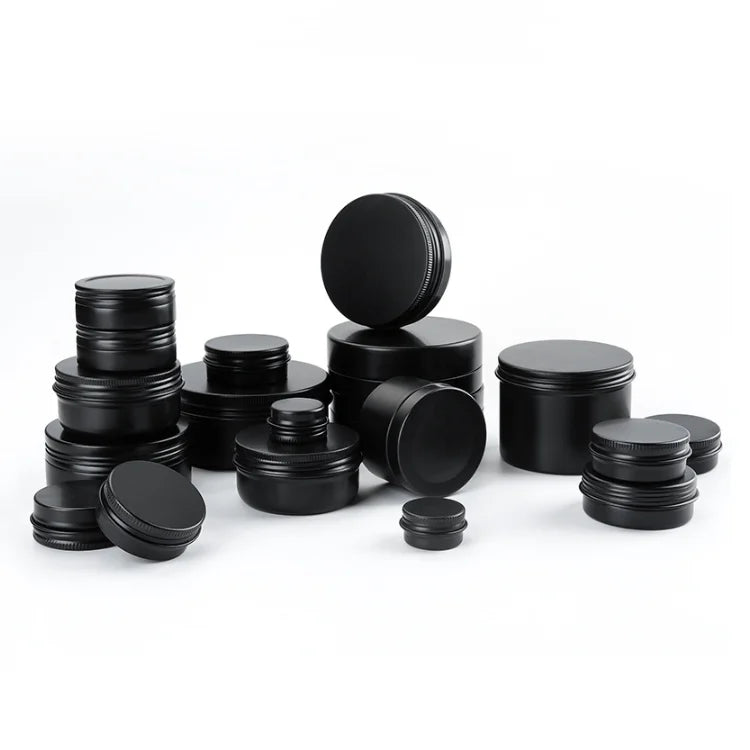 Customize Gel Cosmetic Packaging 10ml 30ml 50ml Black Tea-tins Metal Round Cosmetic case Cream Jar Aluminum Can