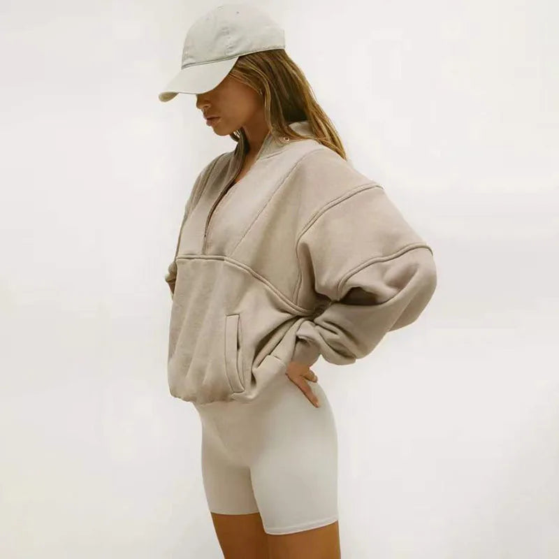 New Design Ribbed Wholesale Women Pullover Spring Custom Fitness Clothing Long Sleeve Sweatshirt Without Hood