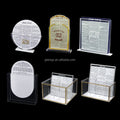 Jewish Gift Judaica Al Hamichya Cards Napkin Holder Gold Acrylic Lucite Silverware Caddy Bencher Set