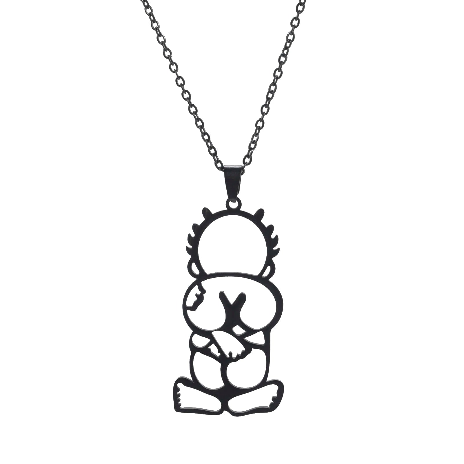 Palestine Spiky-haired Boy Pendant Necklace for Women Men Chain Choker Necklace Collar Stainless Steel Jewelry Wholesale