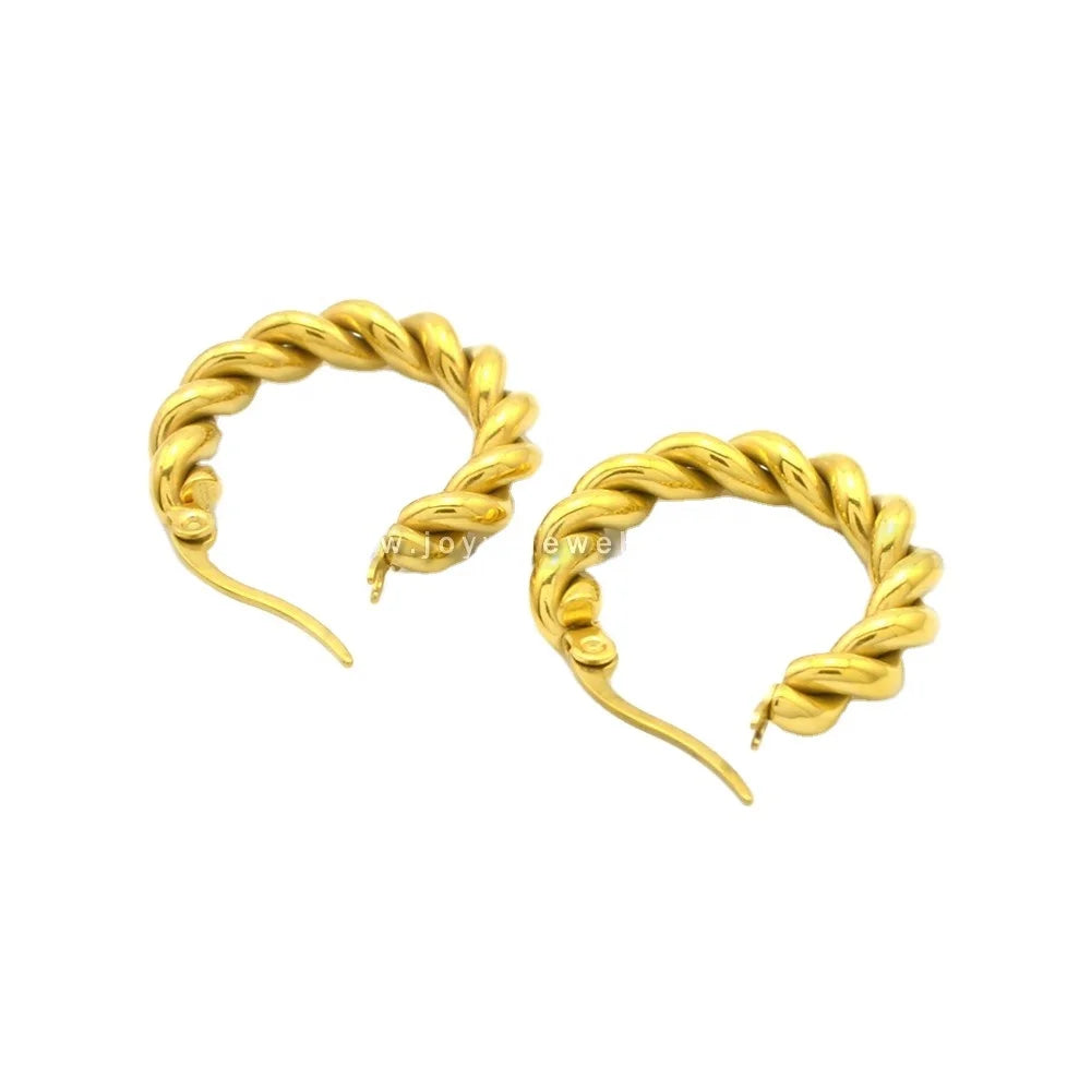 2022 Cute Korean Chic Custom 316L Stainless Steel Hoop Clutch Earrings 18K Pvd Gold Plated Fat Tarnish-Free Punk Clip-On Fashion