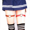 AA01322 Women Punk Goth Heart Round Pu Leather Elastic Garter Leg Thigh Ring Clothing Accessory Leg Suspender Stockings Garters