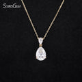 9k Yellow Gold Pear Shape Moissanite White Stone Pendant Necklace Customizable Chain Style for Parties Engagement