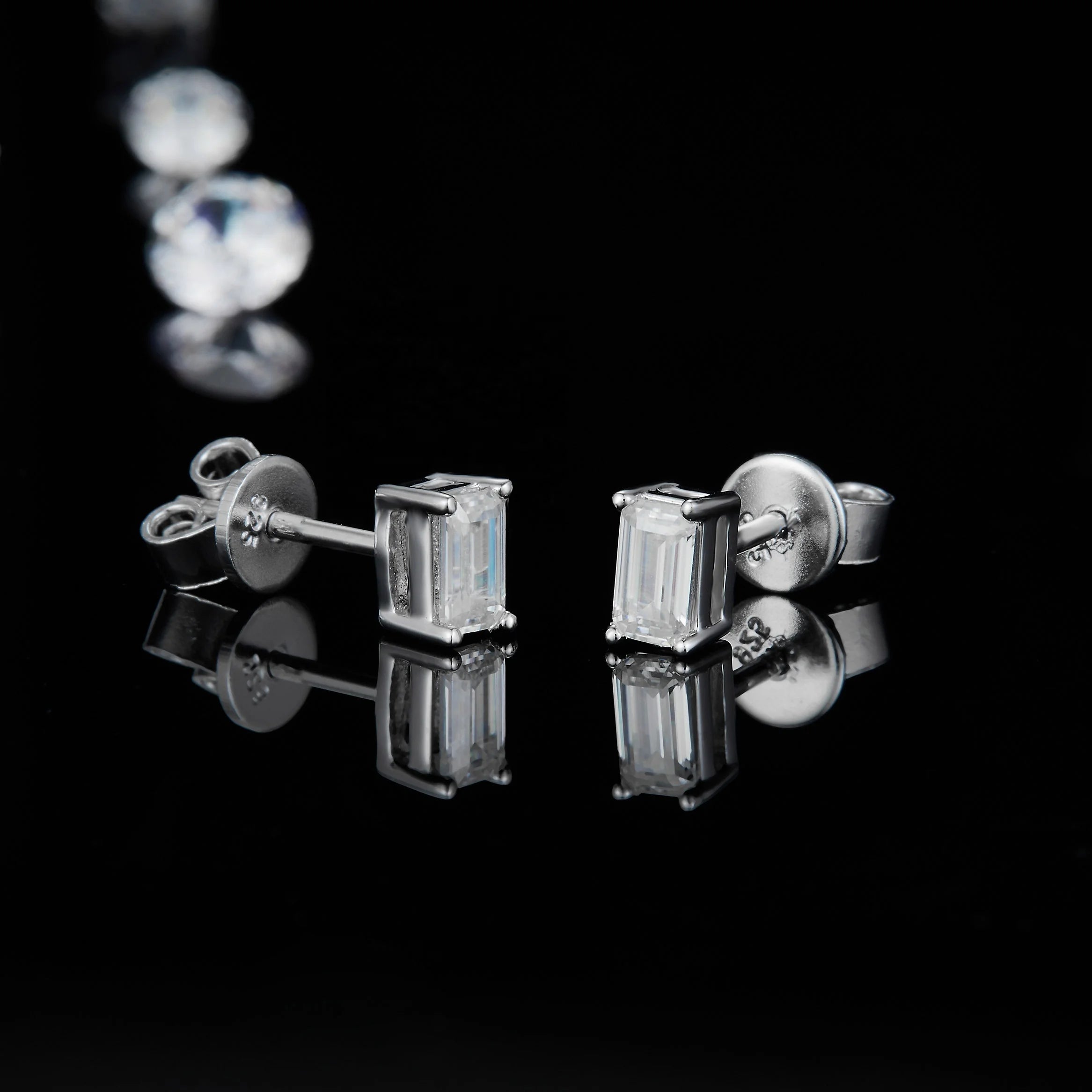 Abiding Jewelry OEM/ODM Wholesale Solid Gold or S925 Silver Jewellery Square Baguette Cut Moissanite Earring