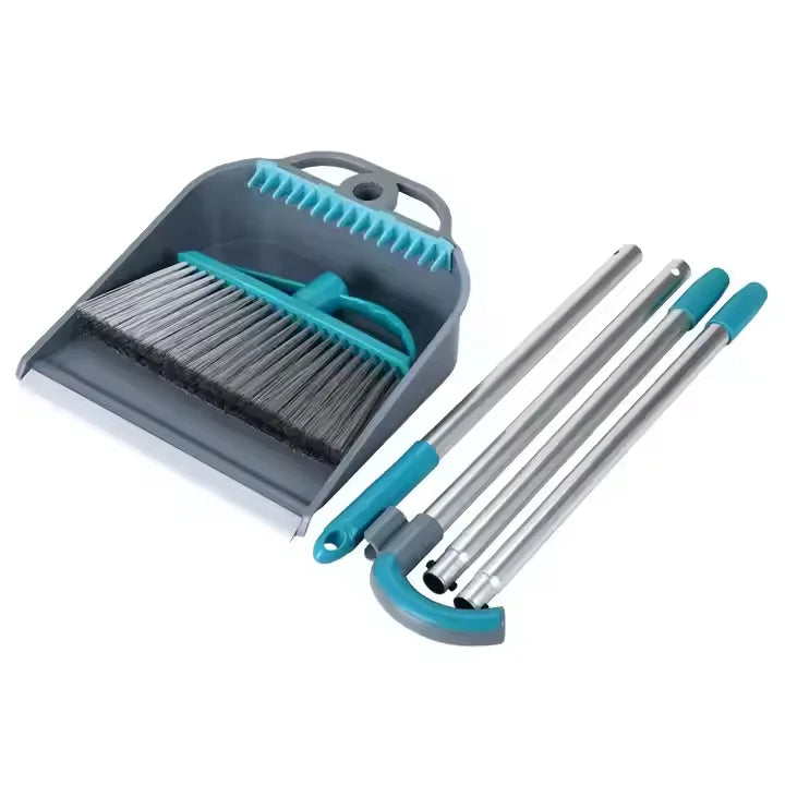 DOOSO Household Floor Cleaning Supplier Long Handle Broom and Dustpan Set with Teeth for Home Easy Remove Dirtyhairs Etc