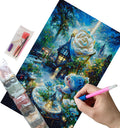 LANSURE DIY 5D Diamond Painting 80x100 Big Size Canvas Classic Dream Wonderland Mushroom Castle Resin Drill Velvet Dot Diamonds