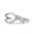 New Trendy 925 Sterling Silver Simple Trendy CZ Diamond Zircons Leaf Shape Rings for Women