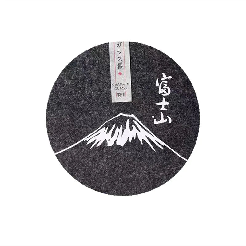 Japanese Style Whiskey Glass Felt Coasters Customizable Mount Fuji Pattern Absorbent Drink Stand Classic Style Loveyalty Brand