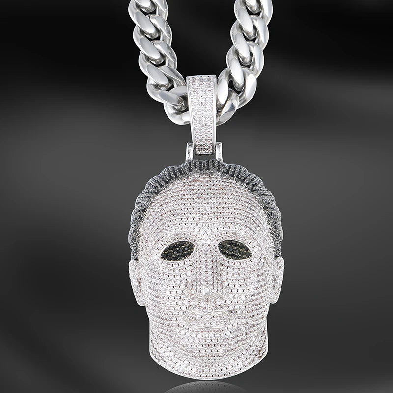 2019 Heavy Gold Iced Out Custom Pendant Michael Myers Face Pendant With Men Cuban Cuban Chain