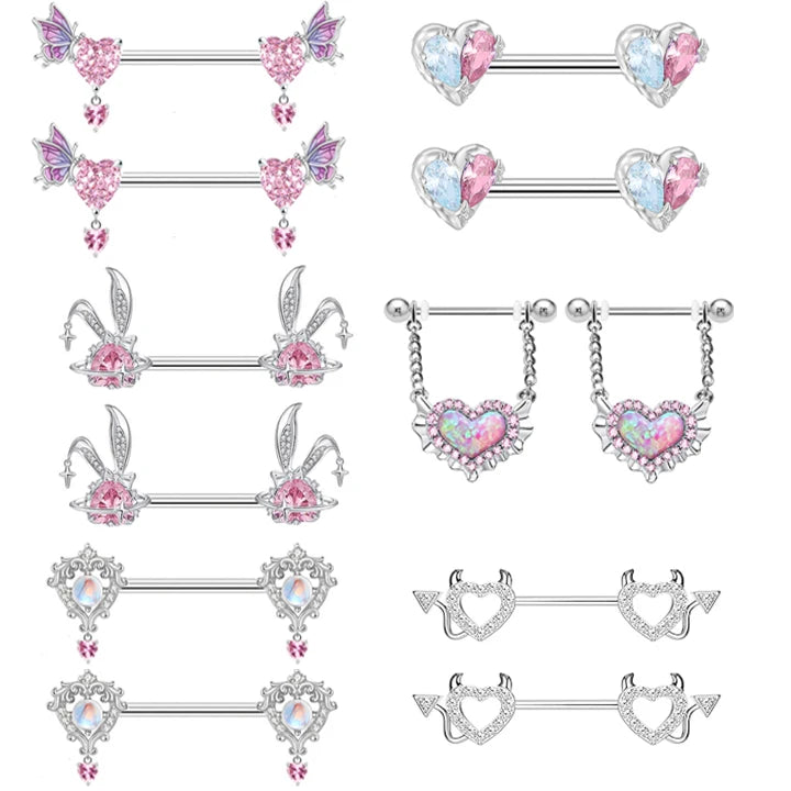 Gaby New Surgical Steel Piercing pink Heart Nipple Piercing Stainless Steel Nipple Rings Women Wholesale Piercing Jewelry