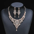 ZC022 Fashion Rhinestones Jewelry Set Women Gold Plated Necklace Earrings Set