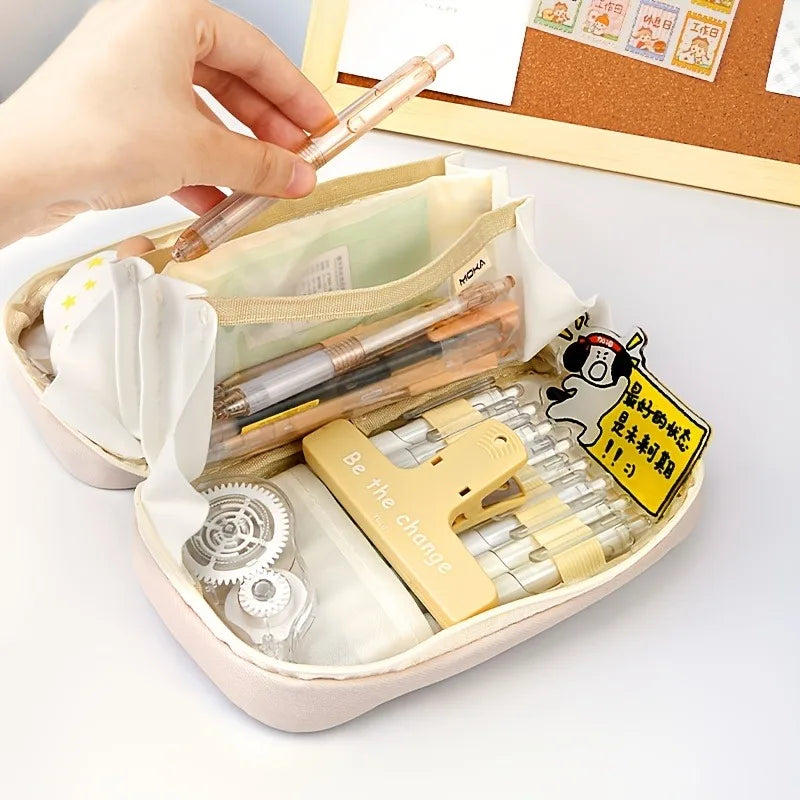 Back to School Pencil Organizer Multi-Layer Oxford Cloth Stationery Case for Students