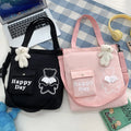 Lovely Bear Wing Women's Shoulder Bag Simple Canvas School Girls Book Tote Bags Large Capacity Ladies Travel Commute Handbags