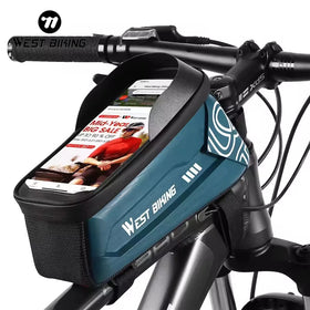 WEST BIKING Waterproof Bicycle Phone Holder Storage Frame Bag Touch Screen MTB Road Bike Bag Bicycle Cycling Top Tube Bag