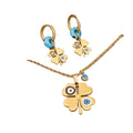 Duyizhao 2023 Trendy 18k Gold Plated Stainless Steel Flower Necklace Earrings Bracelet Jewelry Set for Women