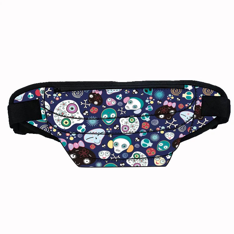 Adjustable Fashion Lightweight Large Capacity Designer Waist Bag With Skull Print Zipper for Best Price & Quality