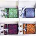 Paisley Floral Necktie Luxury Silk Men Tie Set Pocket Square Cufflinks Clip Pin Necktie Set in Gift Box Party Wedding Neck Ties