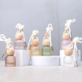 10ml Car Perfume colored Bottle Air Freshener Diffuser Hanging Empty Glass Refillable Bottle for Auto Pendant with wooden Cap