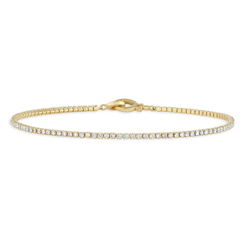 Gemnel Fashion Jewelry 925 Silver 18k Gold Plated Tennis Thin Chain Cz Bracelet