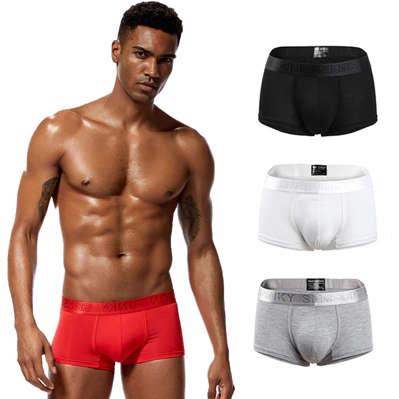 Men's Panties Boxer Pants Modal Thin U Convex Youth Mid-waist Breathable Solid Color Boxers