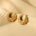 Vintage Non Tarnish Gold Plated Stainless Steel Hoop Earrings Hollow U Zircon Chunky Huggie Earrings Boucle Doreille Bijoux
