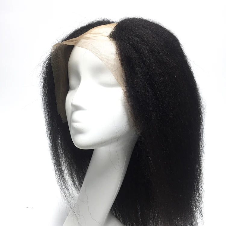 Fast Delivery Human Hair Lace Wig 14inches V-part Wigs Kinky Straight V Part Wigs for Black Women