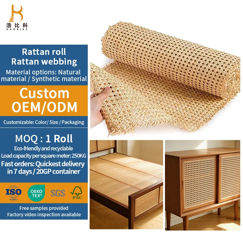 Wholesale 90 Cm Rattan Roll Wicker Weave Mesh Cane Material Natural Rattan Webbing Rotin Free Sample