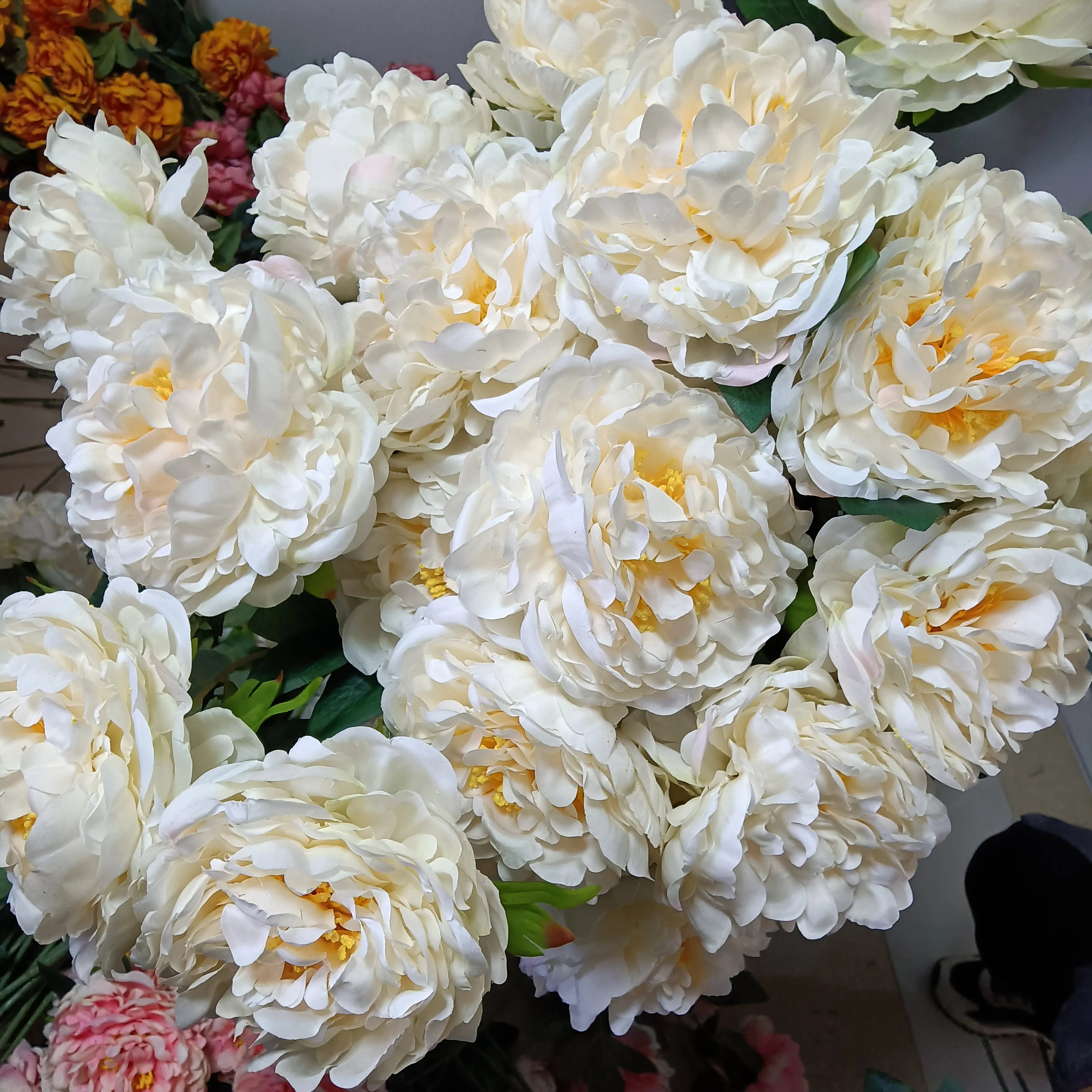 K-0095 Wholesales Artificial-flower Simulation Artificial Leaves and Flowers Preserved Silk Peonies Single Stem Pink Peony