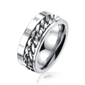 Custom Jewelry Man's Roman Numbers Engraved Titanium Stainless Steel Chain Spinner Rings